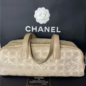 Chanel Vintage Travel Line Nylon Bowling Bag Authentic
